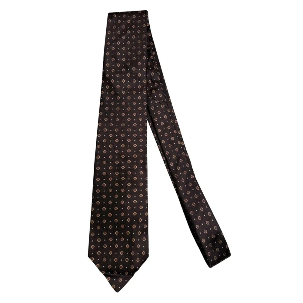 Oscar‎ de la Renta Necktie Men OS Brown Excellent Vintage Paisley 70s 80s Silk